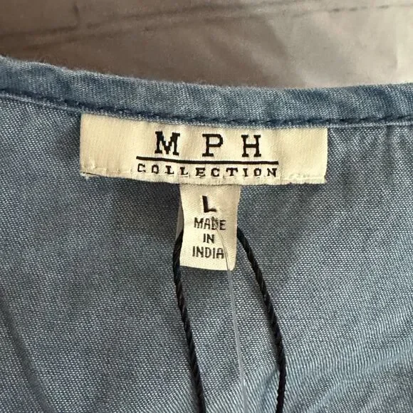 MPH Collection Blue Jean Mini Dress, Large - Picture 5 of 7